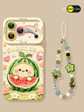 Oil painting watermelon case for iPhone 17 Pro Max with lanyard