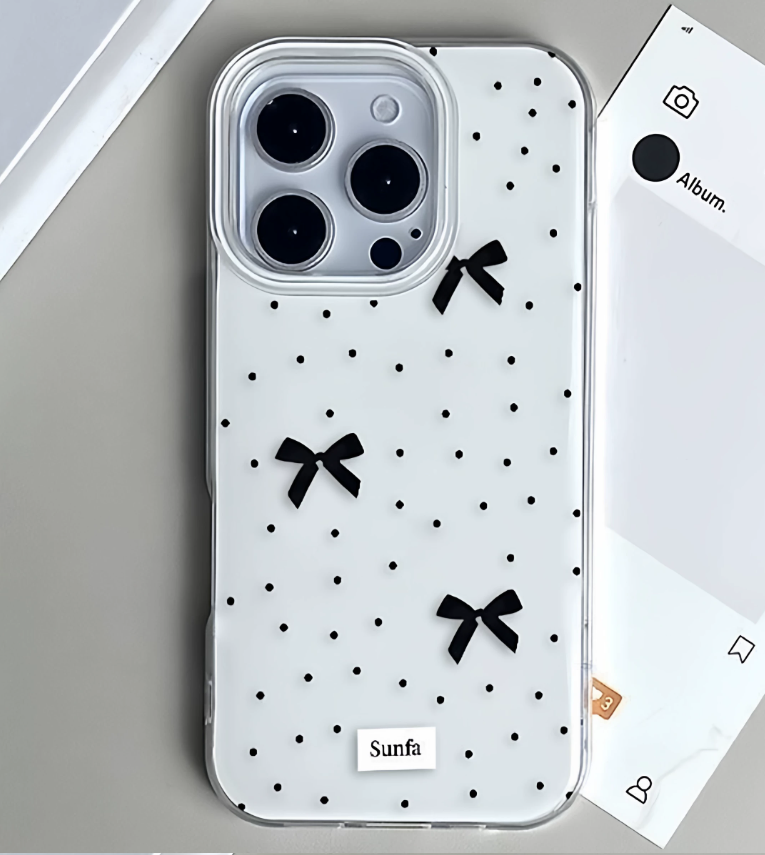 Polka dot bow Apple 17 Pro Max phone case